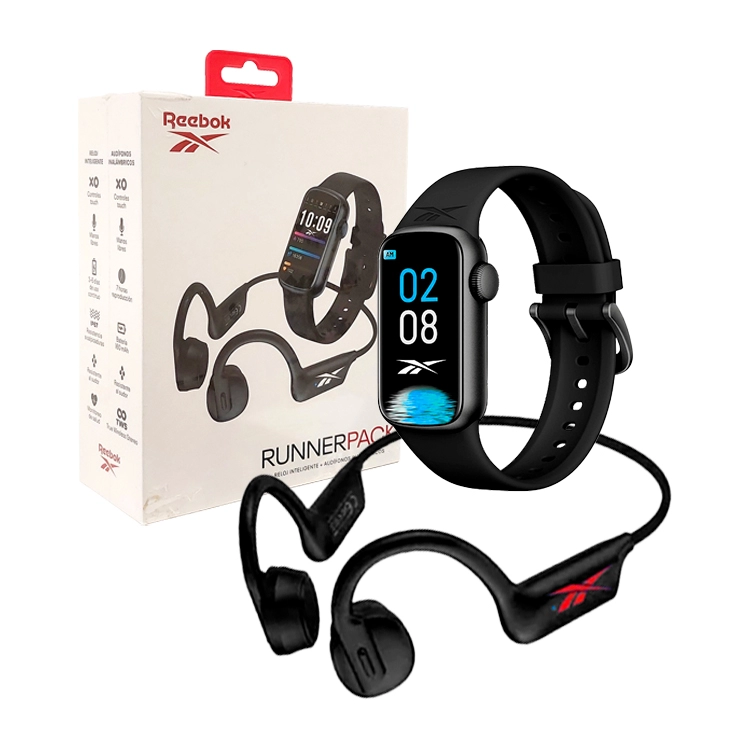 Reloj Inteligente Reebok Smatwatch Runner Nebula + Auriculares Smartband Negro RNPK-RNPK-BK Art.LREEB0048